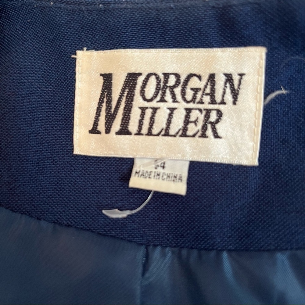 Vintage 80s-90s Morgan Miller Double Breasted Blazer Navy Blue 14 - Picture 3 of 4